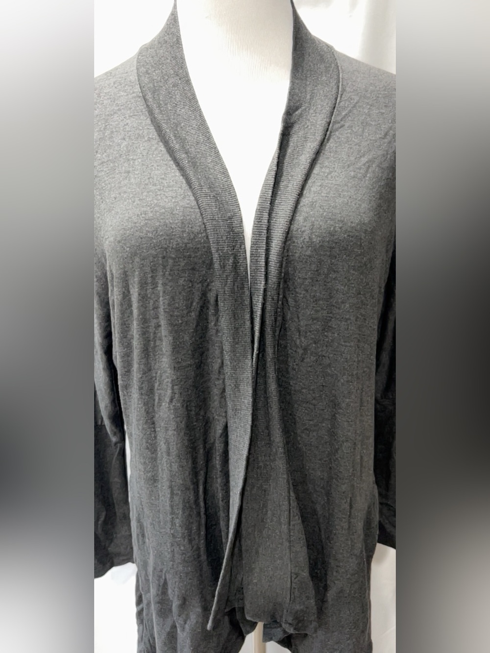 Beyond Yoga Charcoal Gray Heathered Open Front Draped Cardigan Medium Made In US